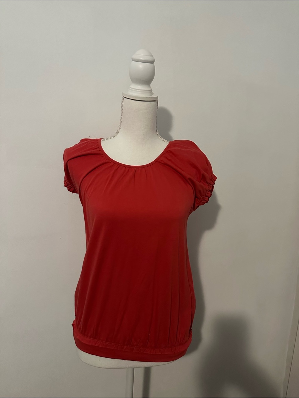 American Living Red Short-Sleeve Gathered-Neck Tee